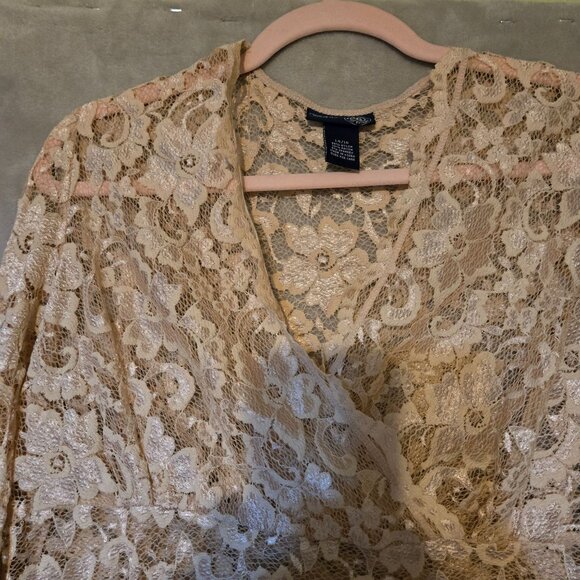 Venetia Jeans Baby doll sheer lace Vintage bell sleeve Old Money sz 14/16 blouse - Picture 5 of 10